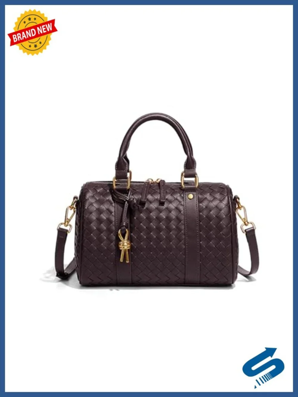 Woven Leather Top Handle Handbag Satchel Shoulderbag Crossbody